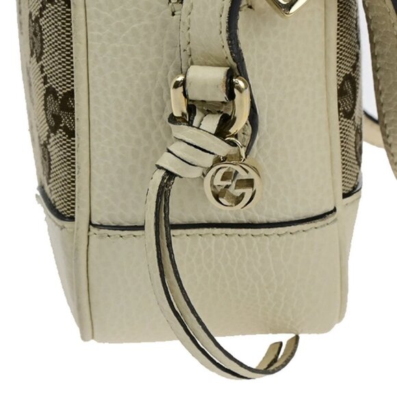 GUCCI Logo GG Pattern Mini Shoulder Bag Canvas Leather Brown White GHW - Picture 6 of 15